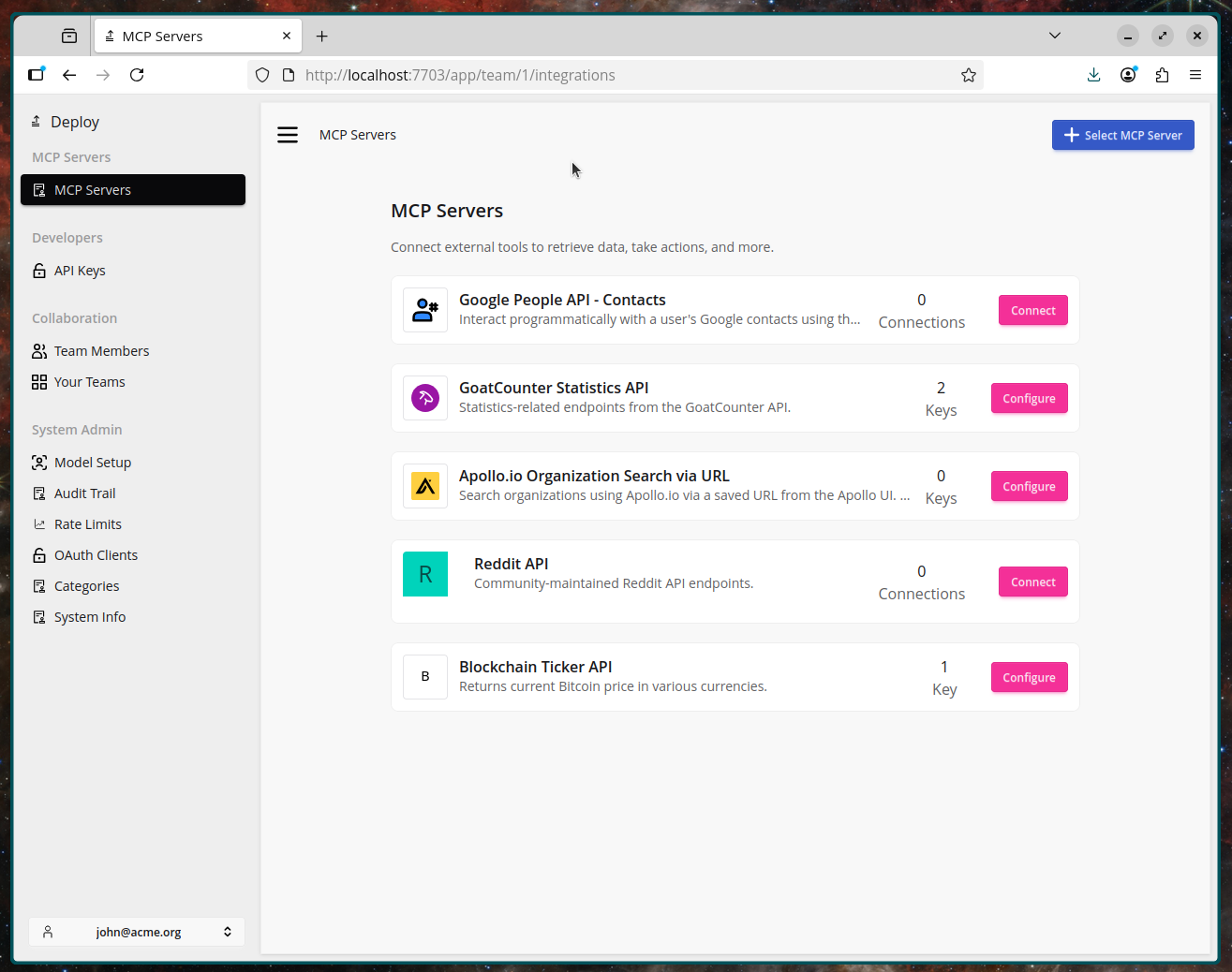 Deploy MCP server catalog